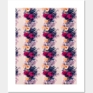 Vintage Flower Pattern Water Color Design Pattern Posters and Art